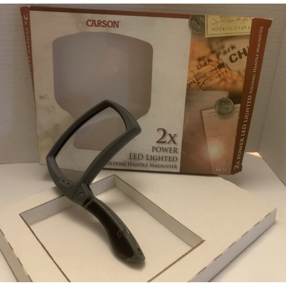 Carson 2X LED Lighted Folding Rectangular Magnifier - Picture 3 of 4